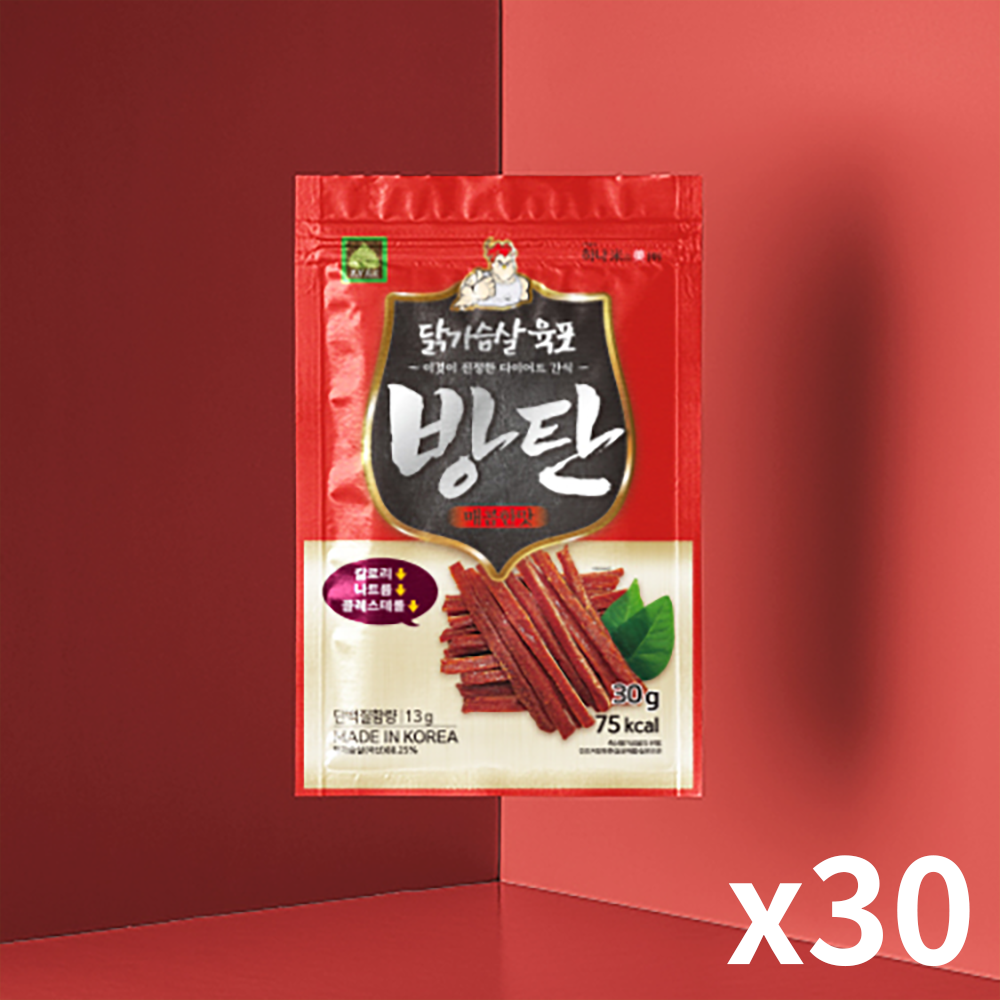 방탄 닭가슴살 매콤한맛 육포 30g(30개입)